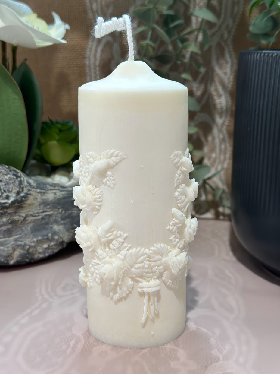 Decorative Pillar Candle Wedding Bells
