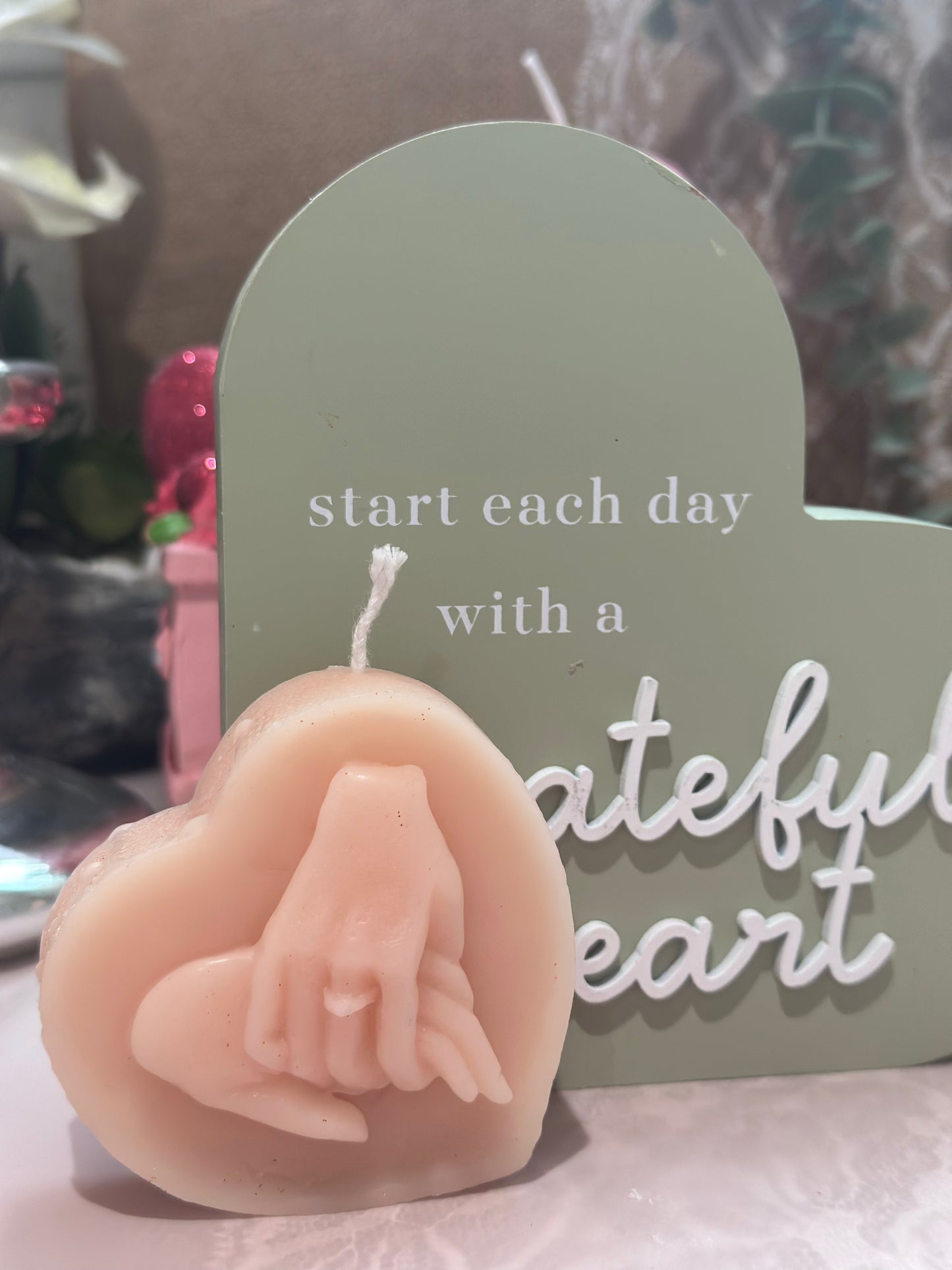 Valentines Heart Candle, 2 "Marry Me" Candle/Holding Hands Heart Candle, Home Decor, Love Candle, White Beeswax Candle