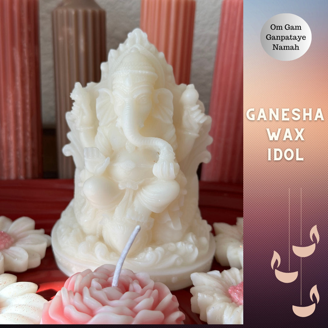 Shri Ganesha, Ganpati Wax Idol, Shri Ganesha Candle, Protection Candle, Prayer Candle, Altar & Home Decor, Spiritual Decor