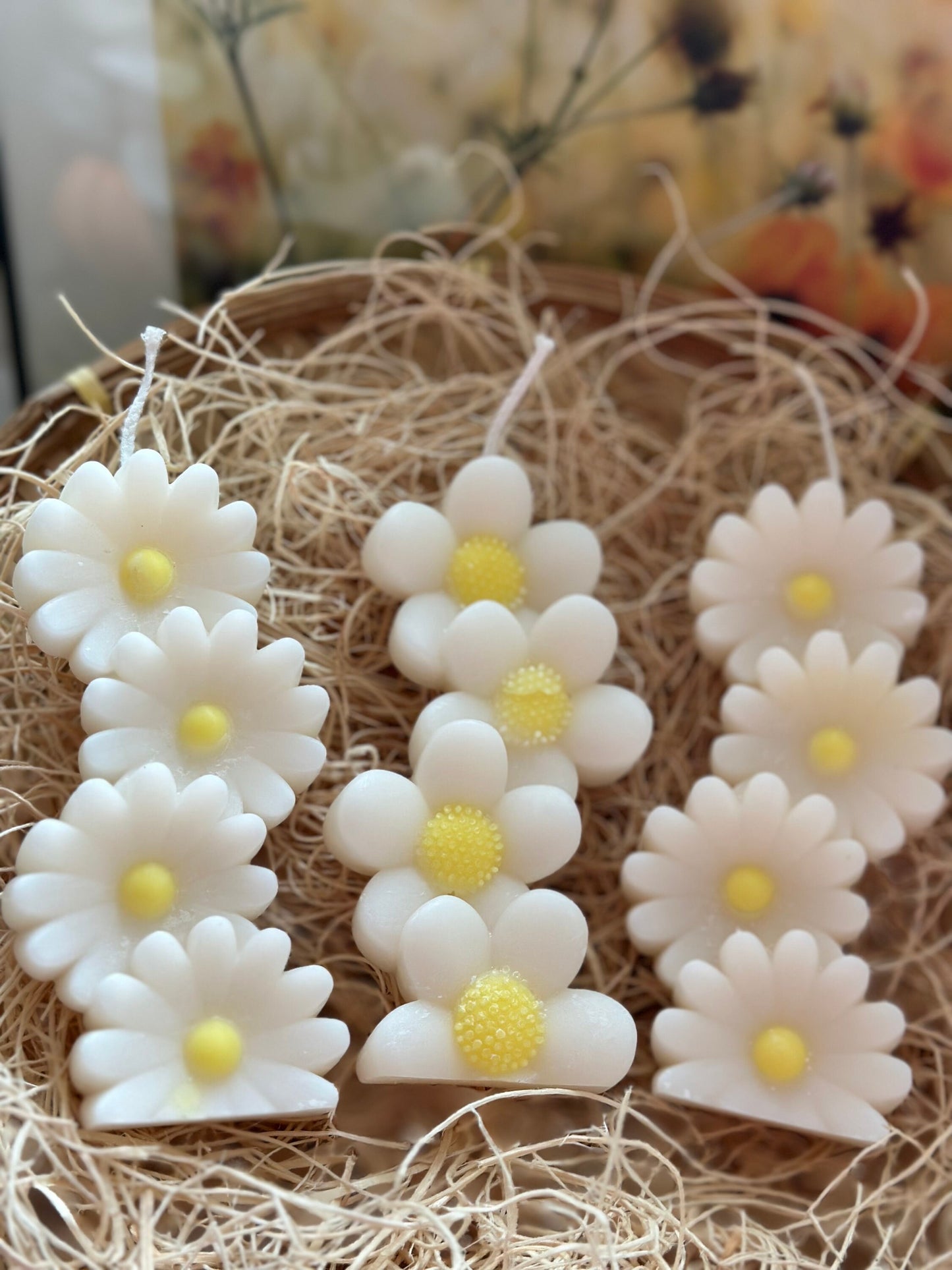 Daisies Candle, Decorative Candle, Home Decor  Candle, Pillar Candle