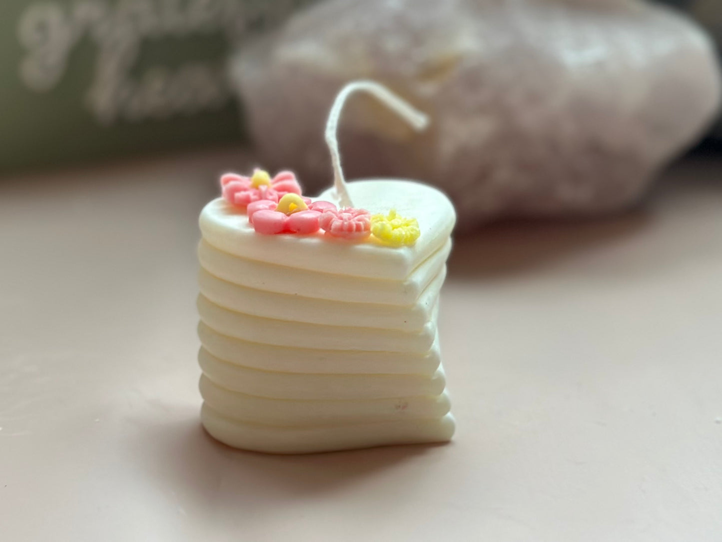 Harmonium Heart Candle, Floral Heart Candle, Home Decor, Love Candle, White Beeswax Candle